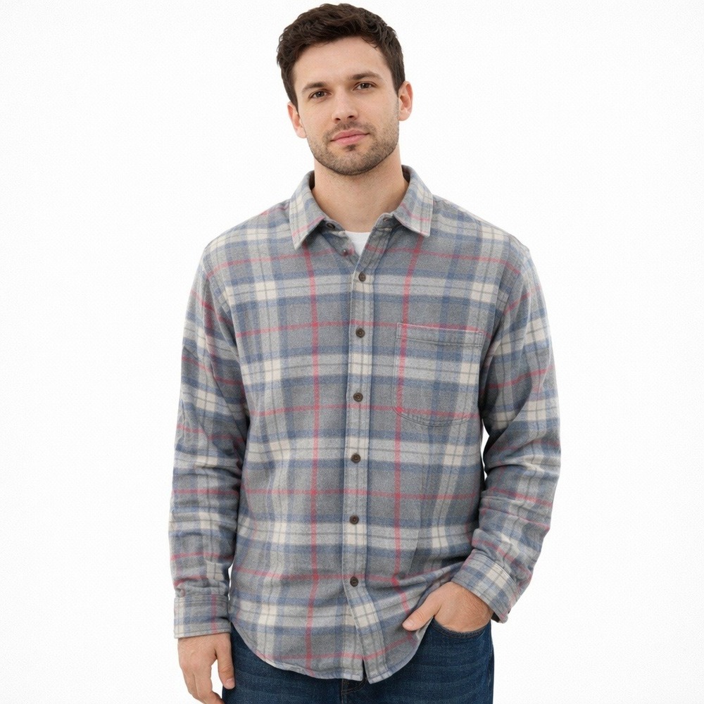 J.Crew Plaid Flannel Shirt Mens Medium Elbow Patches‎ Cotton Button Up Casual